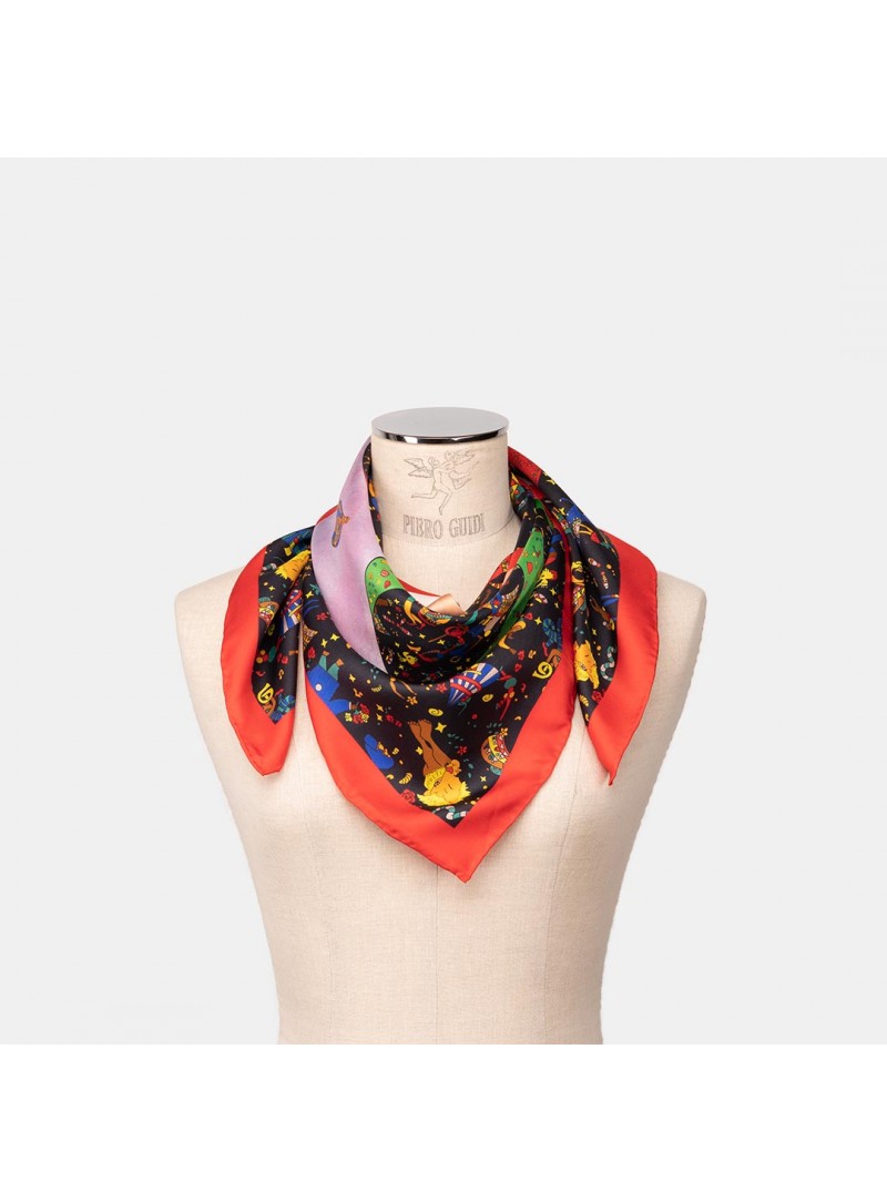 Foulard donna grande Piero Guidi realizzato in seta e modal con stampa PG Monogramma misure 106X106